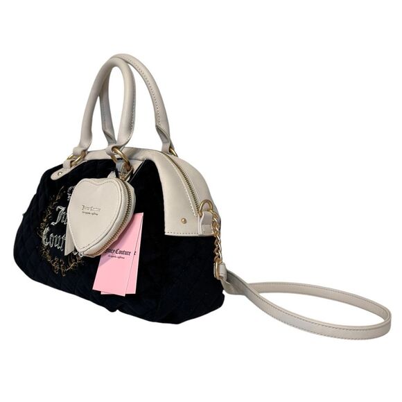 Juicy Couture Royal Couture Quilted Satchel Black Liquorice Crystal Shoulder Bag - Picture 5 of 12